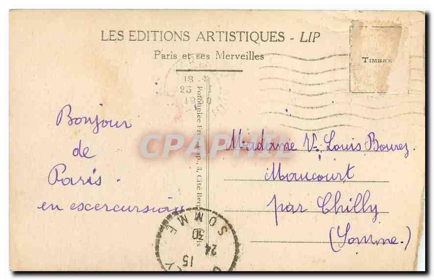 CPA Paris Opera et la Station du Metro  — Verso