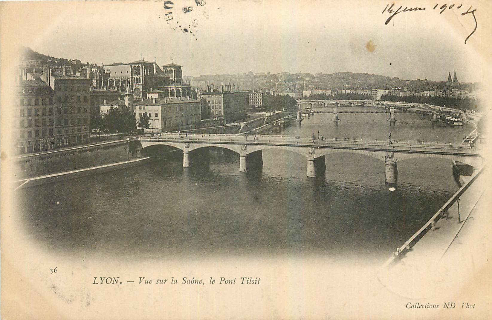 CPA Lyon Vue sur la Saone le Pont Tilsit 