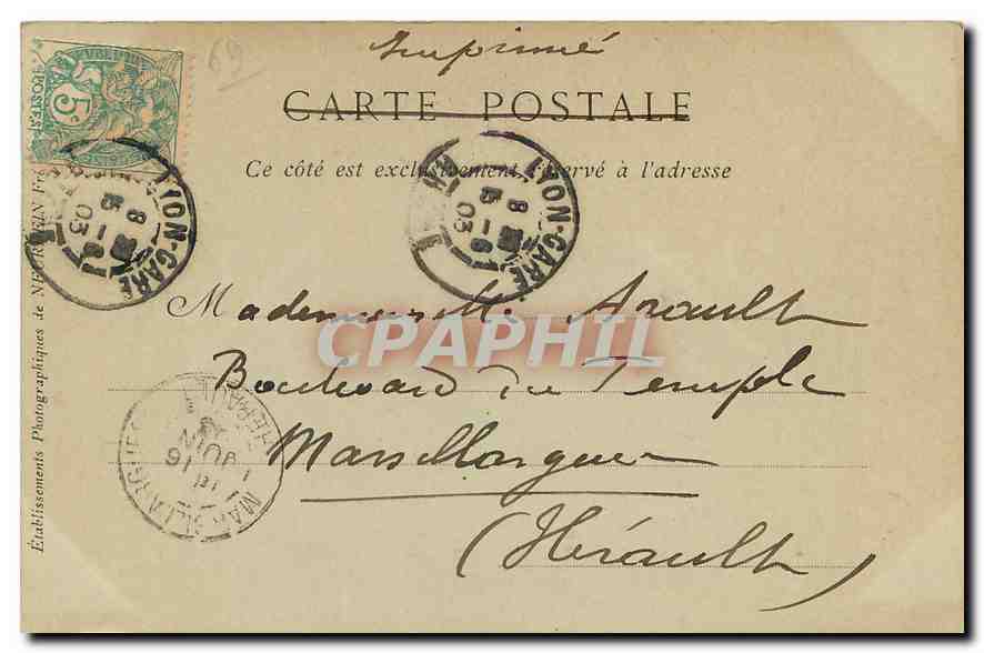 CPA Lyon Le Pont du Midi Tramway Liqueur Benedictine — Verso