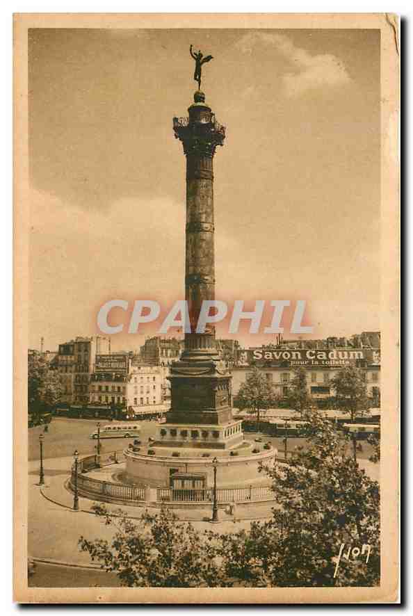CPA Paris en flanant Place de la Bastille et Colonne de Juillet Savon Cadum