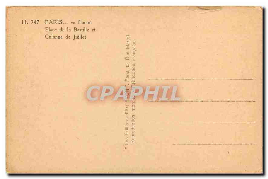 CPA Paris en flanant Place de la Bastille et Colonne de Juillet Savon Cadum — Rückseite