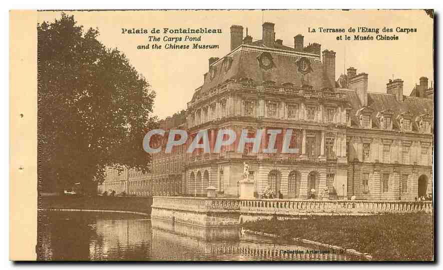 Palazzo di Fontainebleau — La Terrazza dell'Étang des Carpes e il Museo Cinese — Imp. LIMENARD