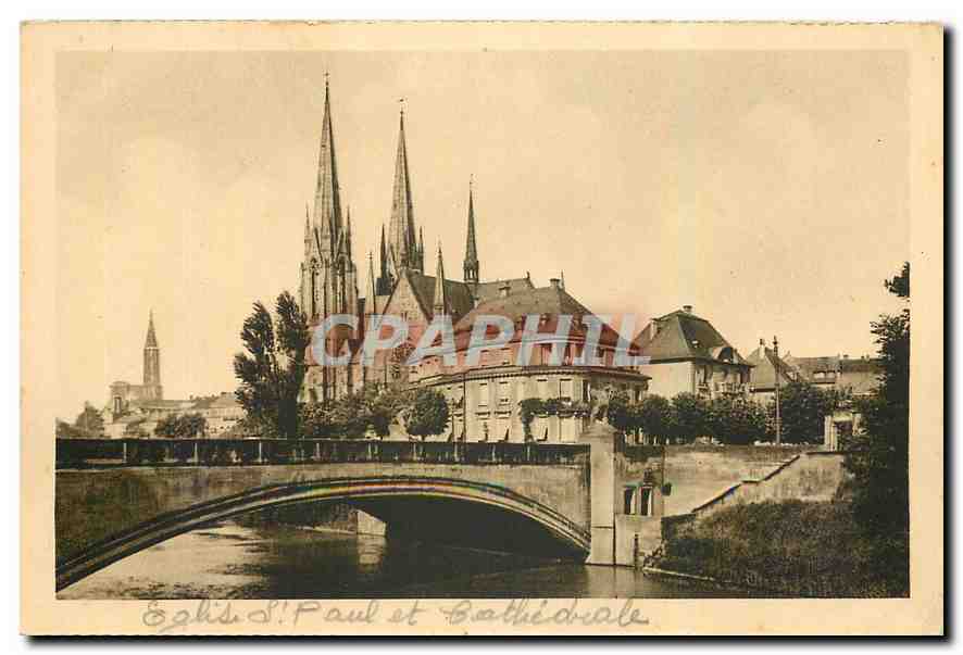 CPA Strasbourg Eglise Saint Paul et Cathedrale 