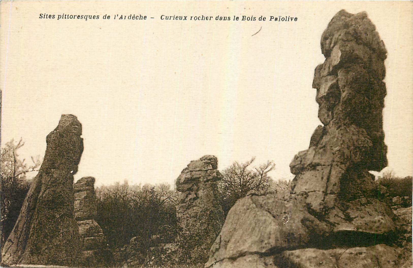 CPA l'Ardeche Curieux rocher dans le Bois de Palolive 