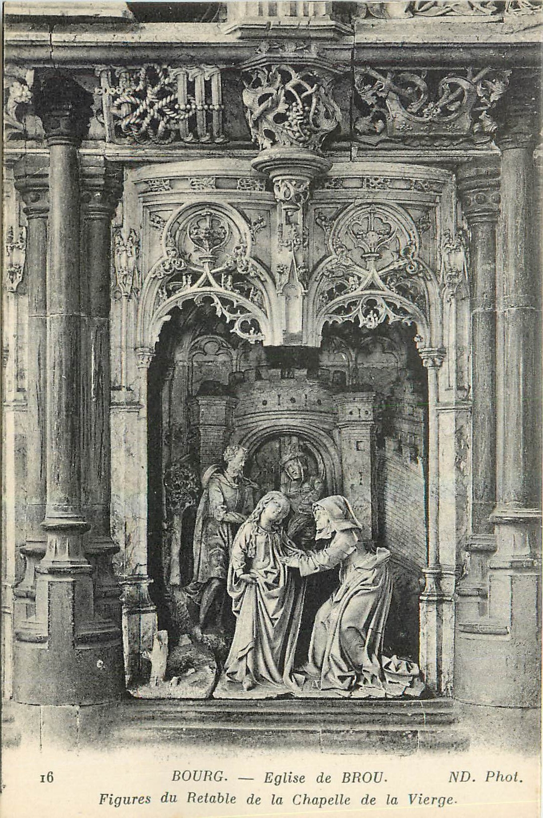 CPA Bourg Eglise de Brou Fogures du Retable de la Chapelle de la Vierge 