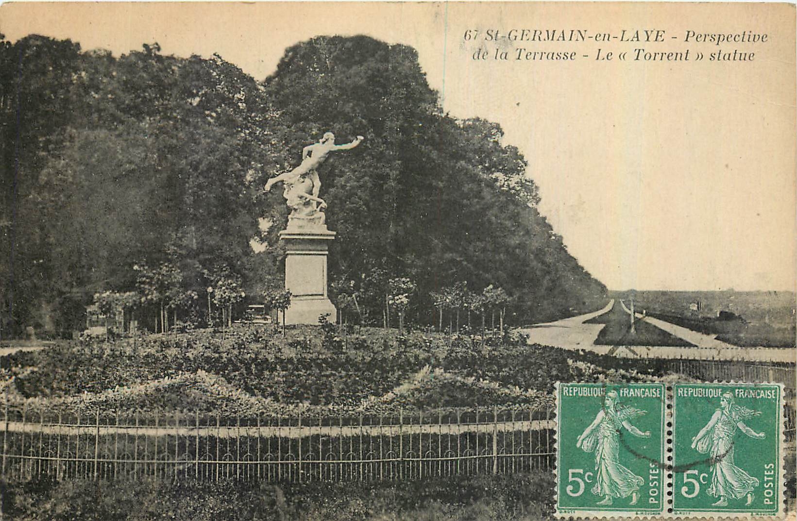 CPA St Germain en Laye Perspective de la Terrasse Le Torrent statue 