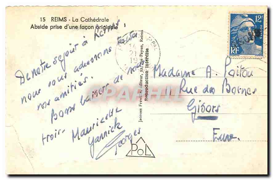 CPA Reims La Cathedrale Abside prise d'une facon originale  — Rückseite