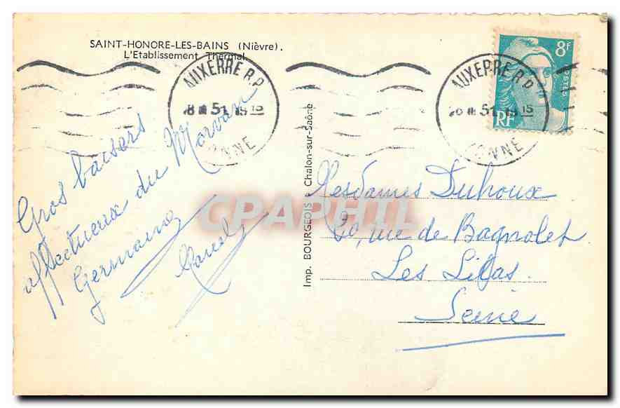 CPM Saint Honore les Bains Nievre l'Etablissement Thermal  — Rückseite