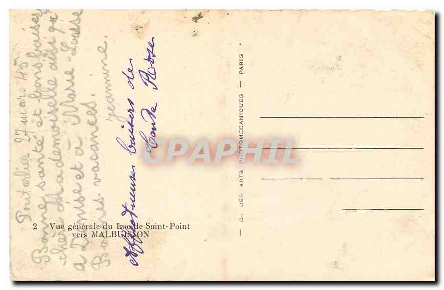 CPA Vue Generale du Isac de Saint Point vers Malbusson  — Back