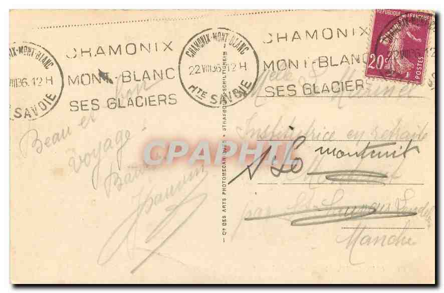 CPA Chamonix mont Blanc Ligne telepherique de Plampraz et du Brevent Vue sur le Mont Blanc — Verso