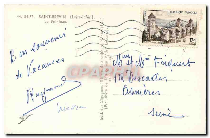 CPA Saint Brevin Loire Infer Le Pointeau  — Rückseite