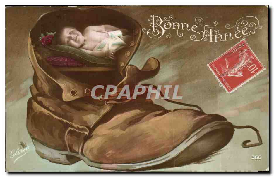 CPA Voeux Bonne annee chaussure