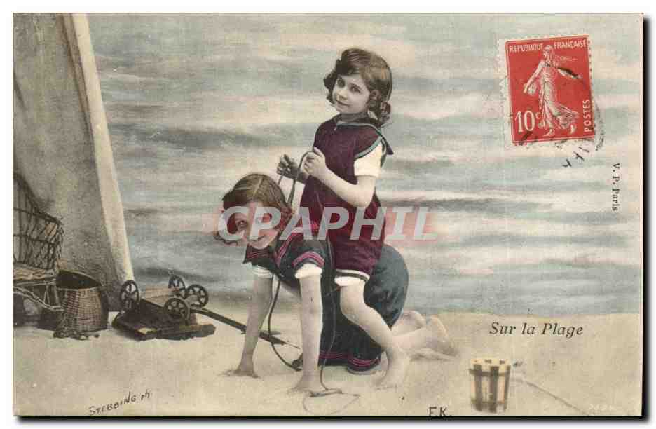 Fantaisie CPA Sur la plage (enfants)