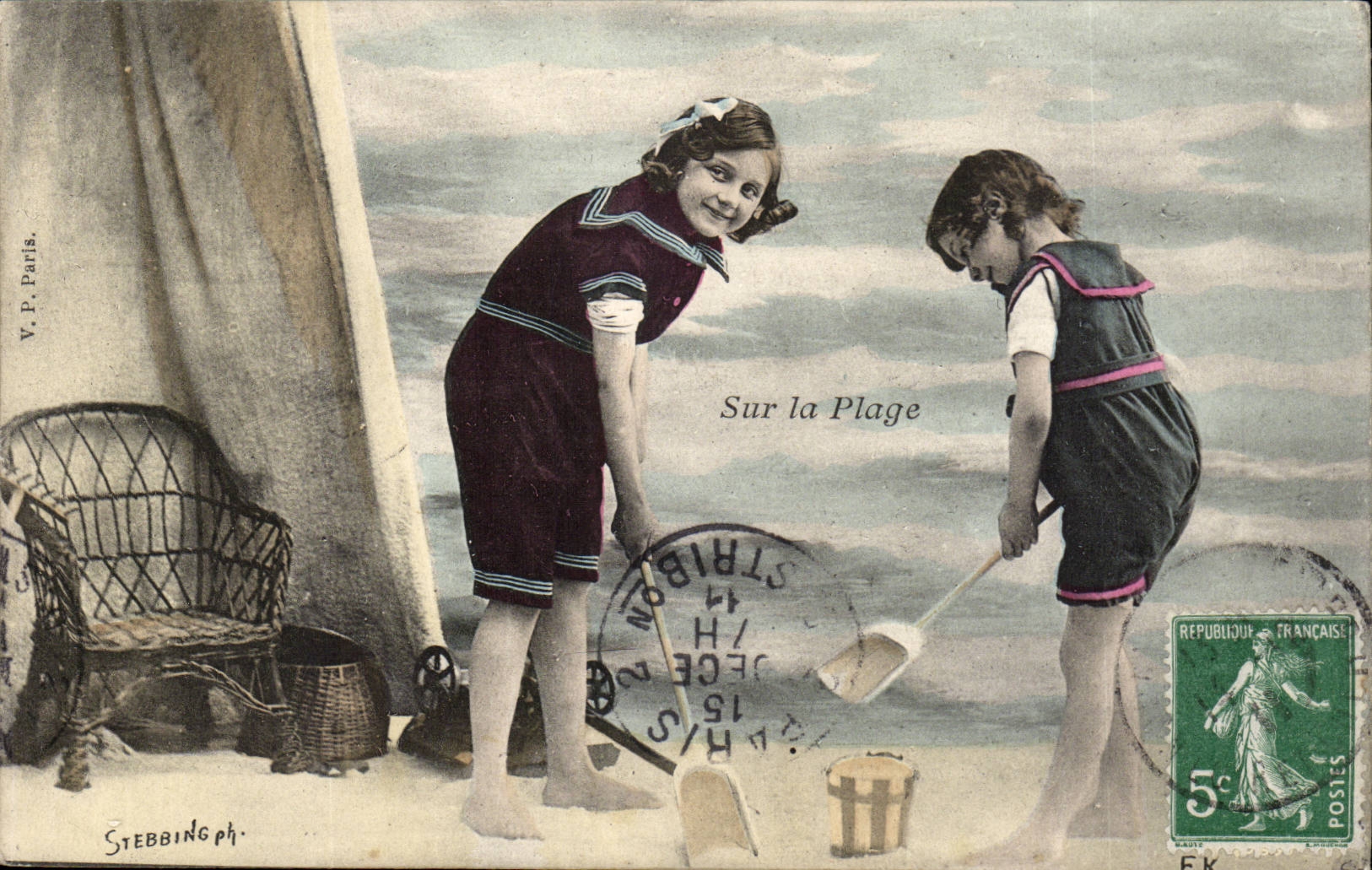 Fantaisie CPA Sur la plage (enfants)