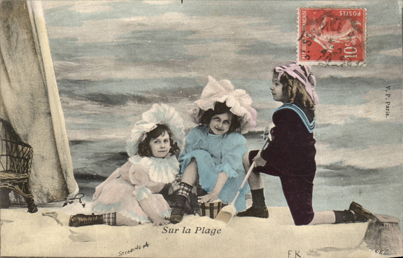 Fantaisie CPA Sur la plage (enfants)