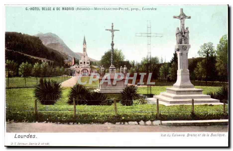 CPA Lourdes Vue du calvaire et de la basilique