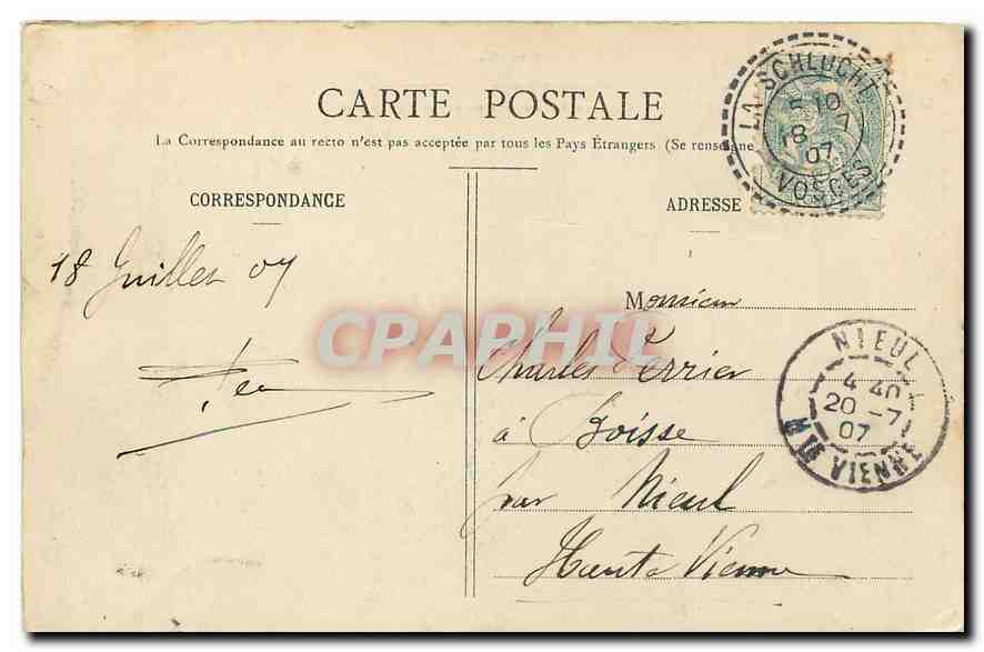 CPA Les Vosges Gerardmer Vallee des Lacs Lacs de Retournemer et de Longemer  — Rückseite