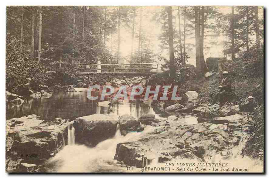 CPA Les Vosges Illustrees Gerardmer Saut des Cuves Le Pont d'Amour 