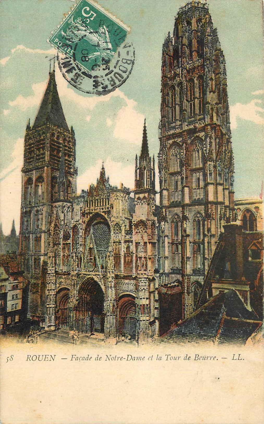 CPA Rouen Facade de Notre Dame et la Tour de Beurre 