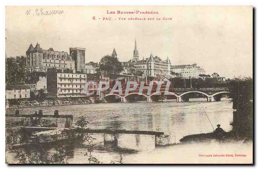 Les Basses-Pyrénées - Vue générale sur le Gave - Phototypie Labouché Frères, Toulouse