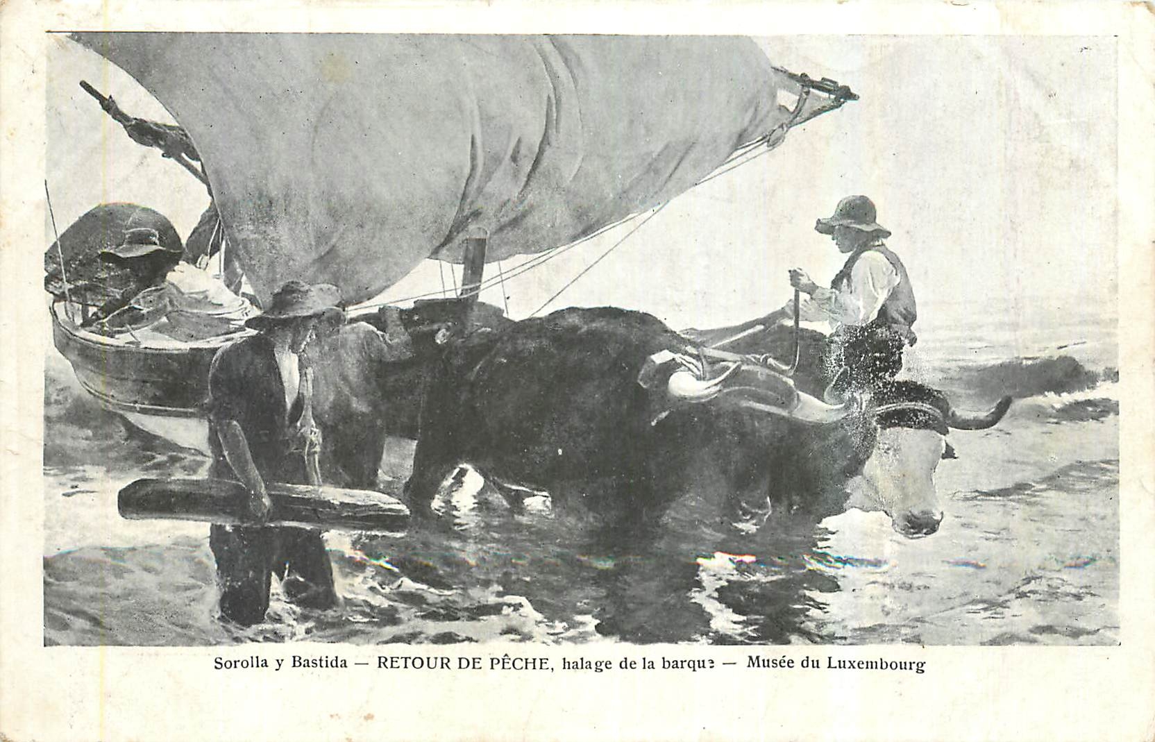 CPA Sorolla y Bastida Retour de Peche halage de la barque Musee du Luxembourg 