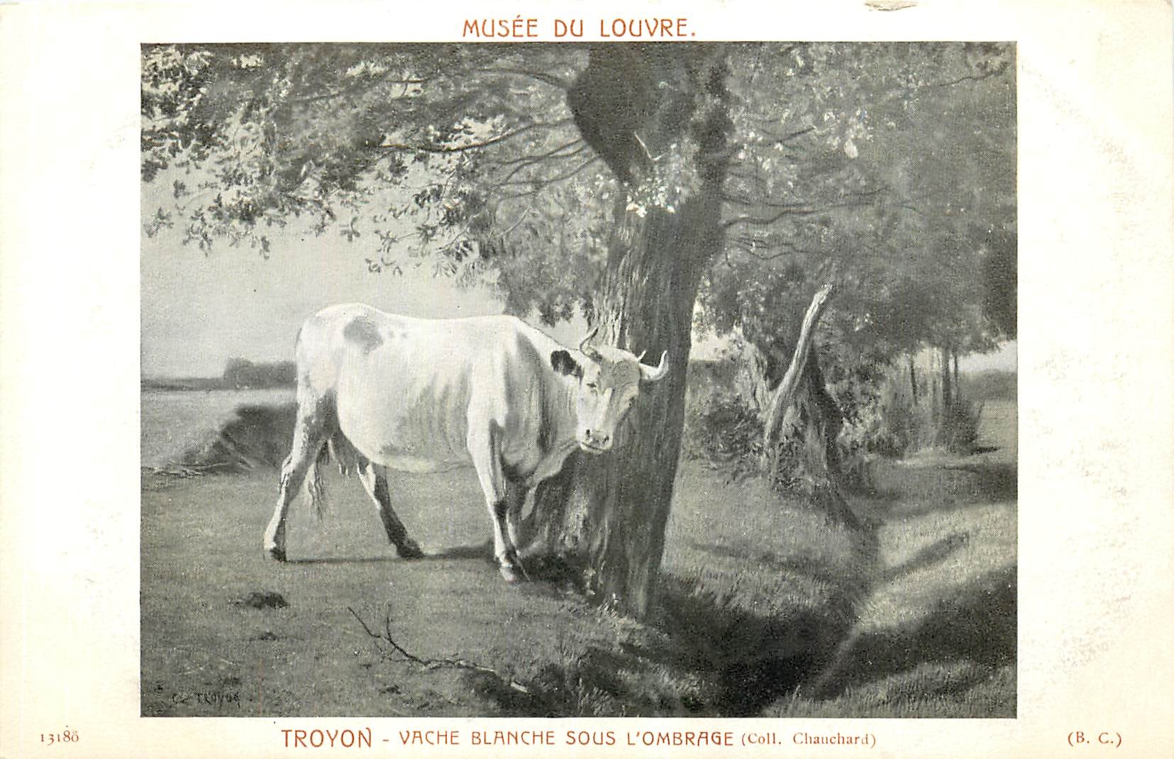 CPA Musee du Louvre Troyon Vache blanche sous l'Ombrage 