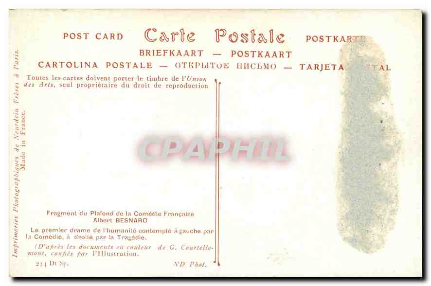 CPA Fragment du Plafond de la Comedie Francaise Albert Besnard  — Verso