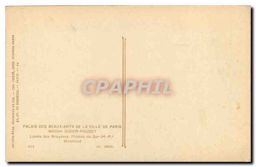 CPA William Didier Pouget Lande aux Bruyeres Plateau du Ger H P Moorland  — Verso