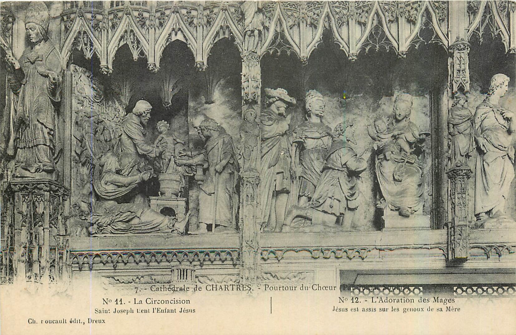 CPA Cathedrale de Chartres Pourtour du Choeur La Circoncision L'Adoration des Mages 