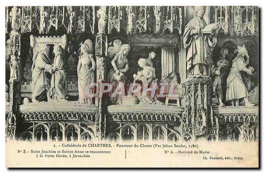 CPA Cathedrale de Chartres Pourtour du Choeur Saint Joachim et Sainte anne se rencontrent a la Porte