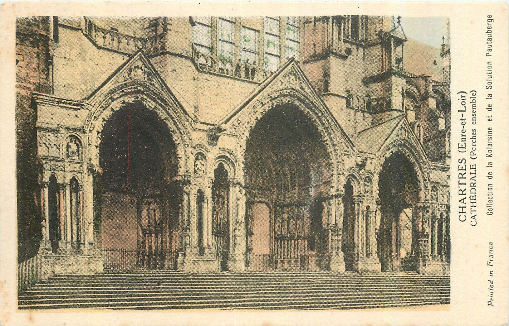 CPA Chartres Eure et Loir Cathedrale Porches ensemble 