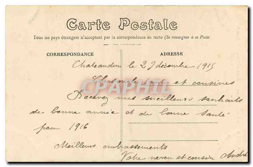 CPA Chateaudun Le Chateau Escaller d'Honneur  — Verso