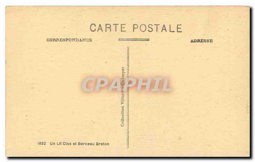 CPA Un Lit Clos et Berceau Breton  — Verso