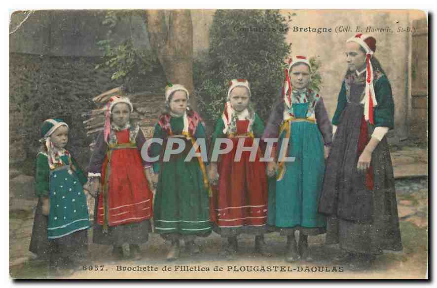 CPA Brochette de Fillettes de Plougastel Daoulas Folklore