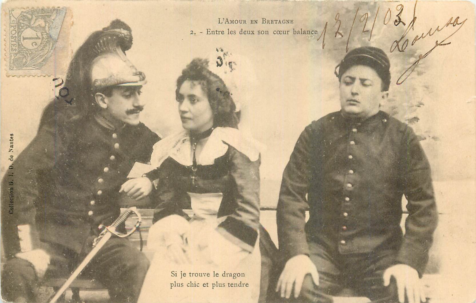 CPA l'Amour en Bretagne Entre les deux sob coeur balanco 
