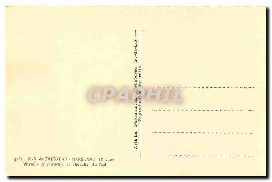 CPA N D de Fresneau Marsanne Drome Vitrail  — Rückseite