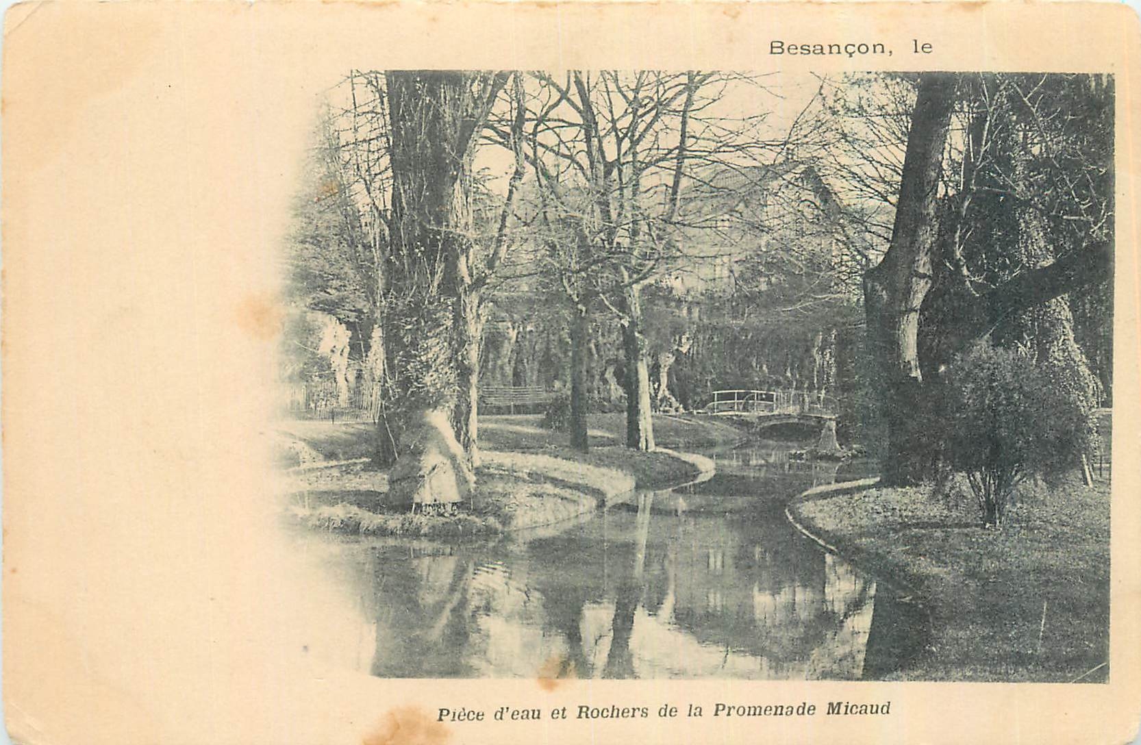 CPA Besancon Piece d'eau et Rochers de la Promenade Minaud 