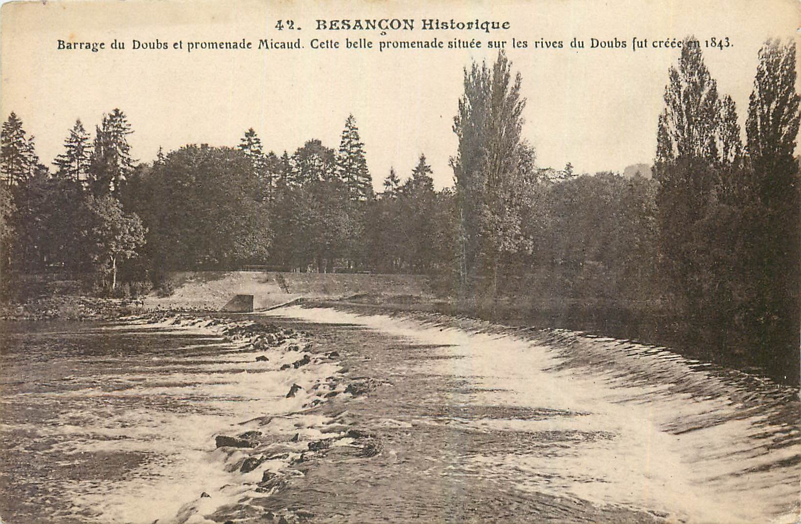 CPA Besancon Hostorique Barrage du Doubs et promenade Micaud 