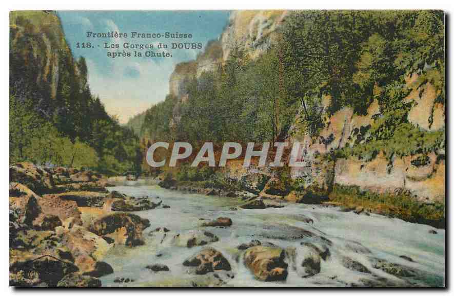 CPA Frontiere Franco Suisse Les Gorges du Doubs apres la Chute 