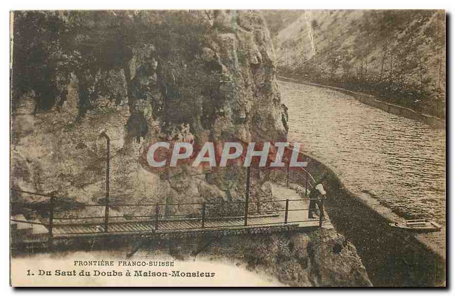 Du Saut du Doubs à Maison-Monsieur — Frontière franco-suisse — éditeur L. Gaillard-Frères, Béconneçon