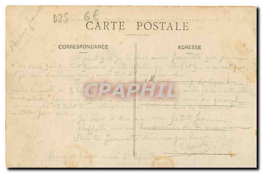 CPA Franche Comte Pittoresque Cleron Vue sur la Lotte  — Rückseite