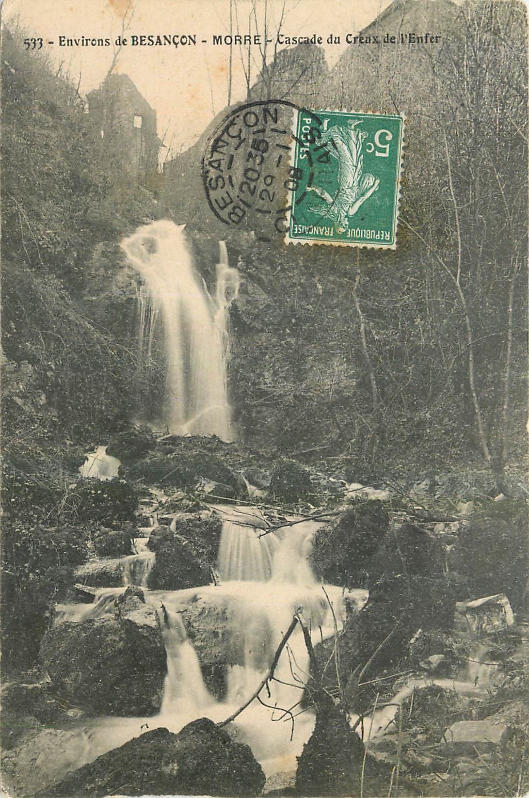 CPA Environs de Besancon Morre Cascade du Creux d l'Enfer 