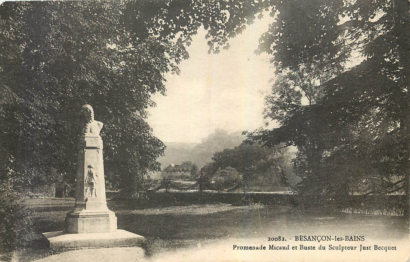 CPA Besancon les bains Promenade Micaud et Buste du Sculpteur Just Becquet 