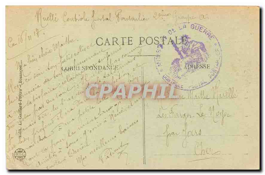 Entre-Roches — Picturesque Route from Pontarlier to Morteau — Éd. L. Gaillard-Prêtre, no. 1635 — Back