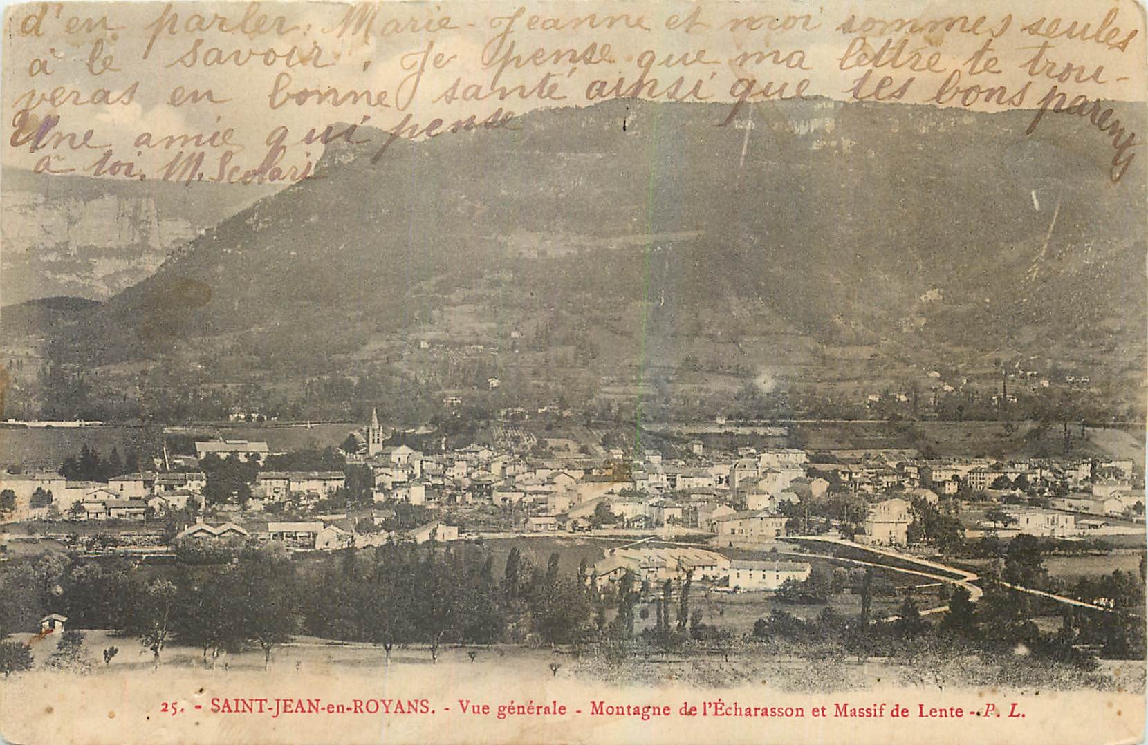 CPA Saint Jean en Royans Vue generale Montagne de l'Echarasson et Massif de Lente 
