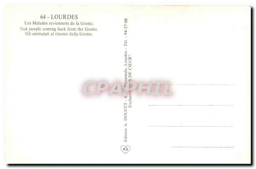 CPA Lourdes Les Malades reviennent de la Grotte  — Verso