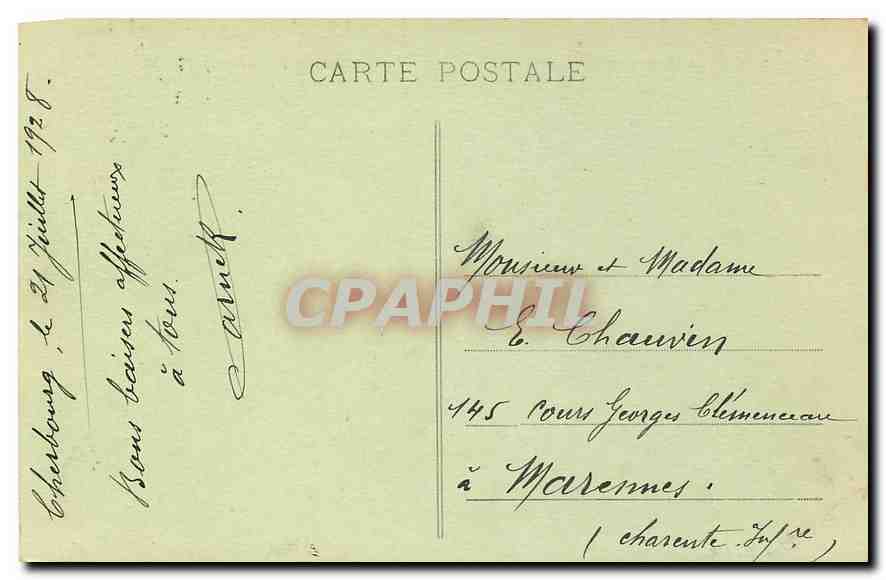 CPA Environs de Cham Cherbourg Jobourg Les gros Rochers a la Sortie des Grottes  — Rückseite