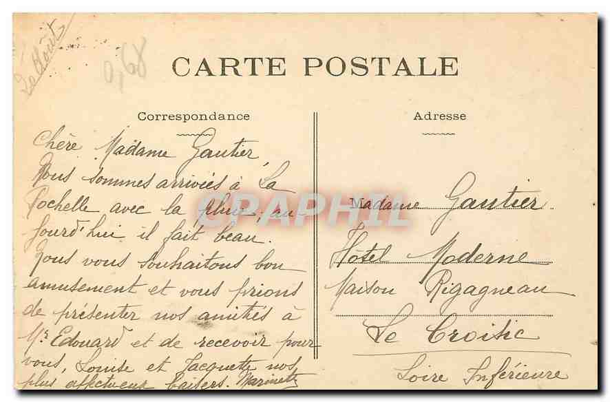 CPA La Rochelle Ch Inf Tour de la Lanterne  — Back