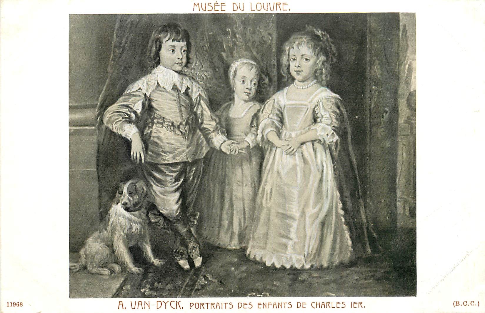 CPA Portraits des Enfants de Charles I Chien