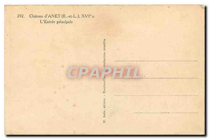 CPA Chateau d'Anet l'Entree principale  — Rückseite